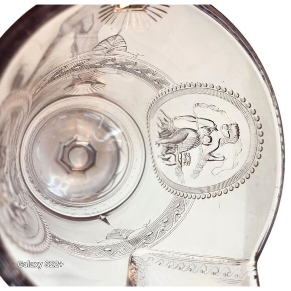 Antique Clear Glass Victorian Style Pitcher With Embossed Greek Mythology Design - Picture 8 of 16